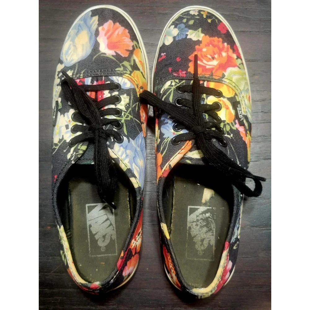 Vans Womens Old Skool Lo Pro Black Garden Floral Lace-Up Sneakers, Size 6.5
